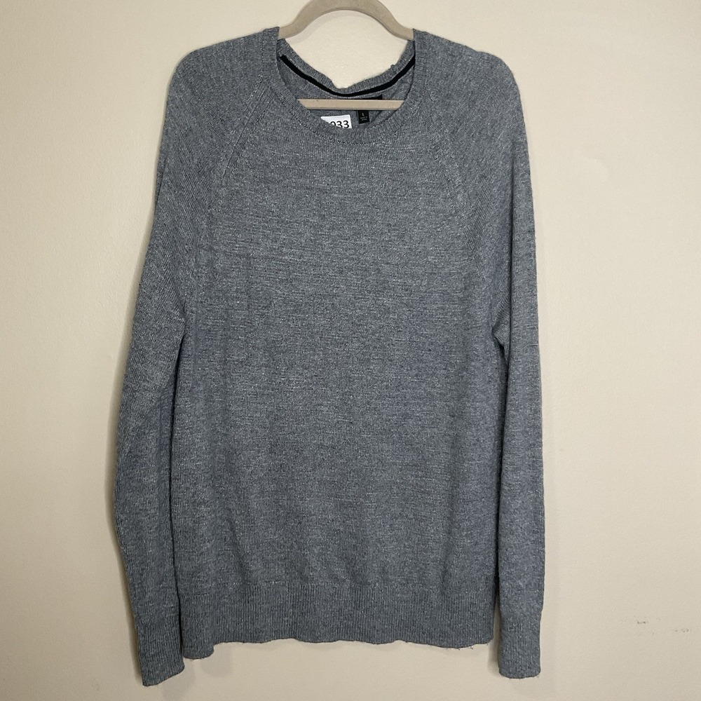 Banana Republic Grey Long Slv Crew Neck Sweater Men's Size L Wool Blend Pullover